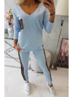 Sada s leopardím potlačou modrej farby