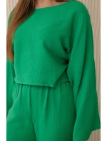 Mušelínová blúzka + nohavice zelená Mušelínová blúzka + nohavice zelená