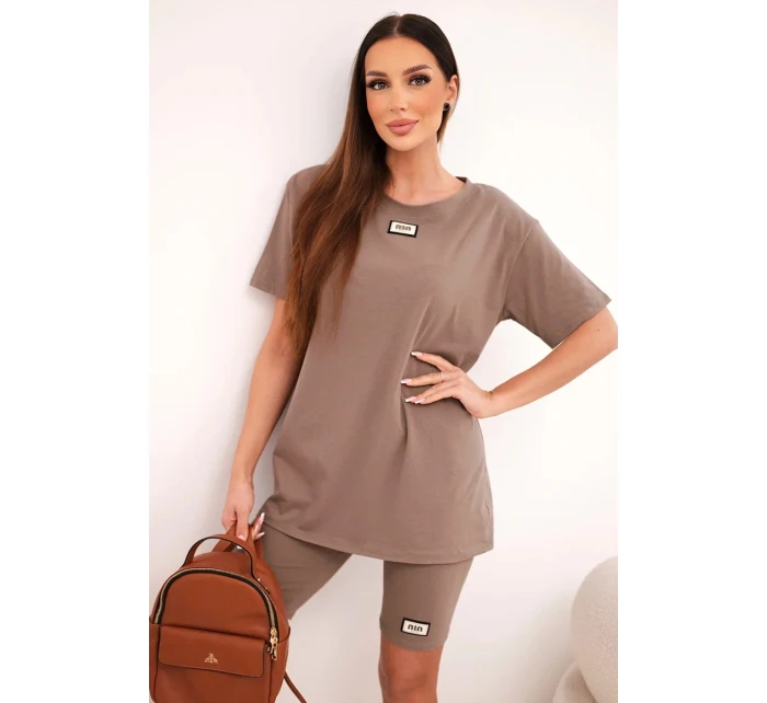 Dámský bavlněný komplet s krátkým rukávem a šortkami fango