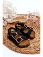 Dětské sandálky na korkové platformě se suchým zipem Černé model 21663901 - Boto Dětské sandálky na korkové platformě se suchým zipem Černé model 21663901 - Boto