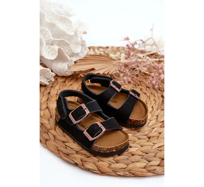 Dětské sandálky na korkové platformě se suchým zipem Černé model 21663901 - Boto Dětské sandálky na korkové platformě se suchým zipem Černé model 21663901 - Boto