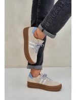 Zazoo N1068S4 Damskie Zamszowe Sneakersy Na Platformie Beżowe