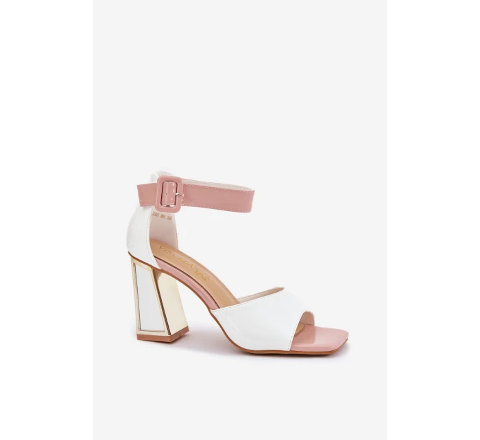 Dámské Sandály Na Podpatku Bílé model 21695402 - VINCEZA Dámské Sandály Na Podpatku Bílé model 21695402 - VINCEZA