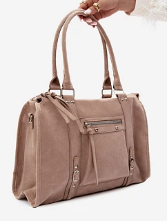Velká kabelka z imitace semiše Béžová model 22220943 - Flora&Co