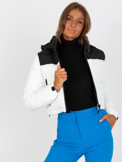 Čierno-biela prešívaná zimná bunda s vreckami