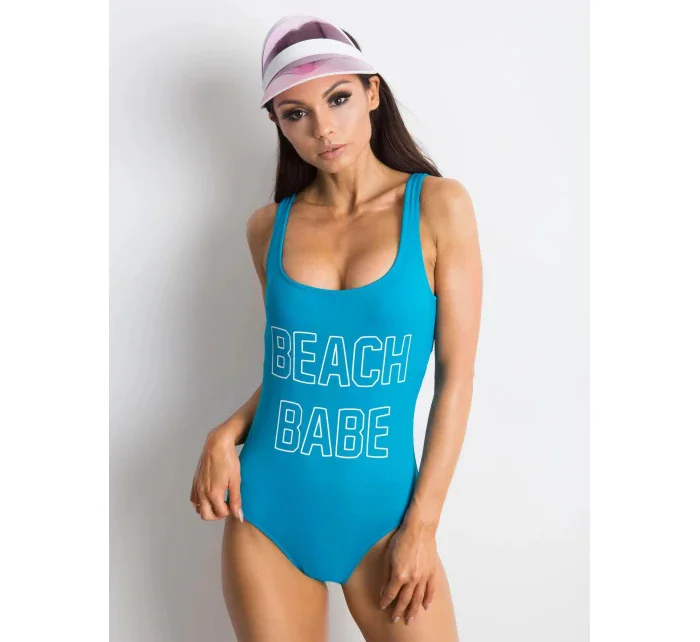 Dámske jednodielne plavky s nápisom 32107 - Kráľovská modrá - FPrice