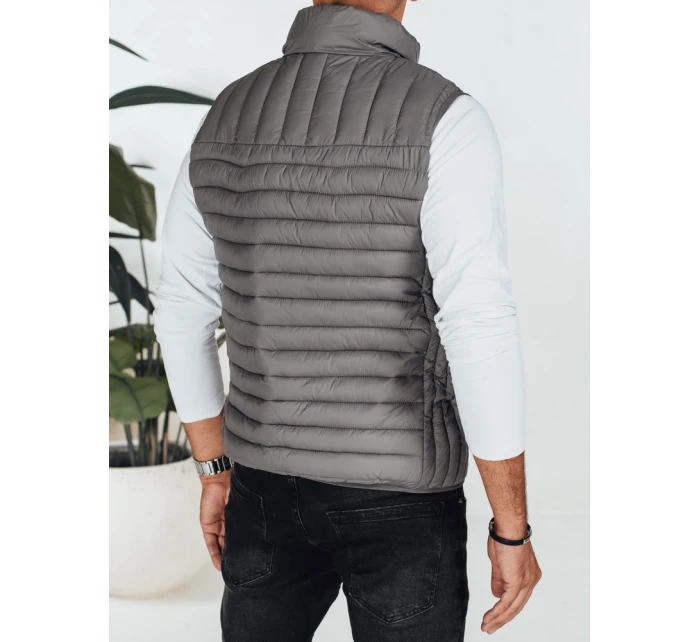 Pánska prešívaná tmavosivá vesta FashionStreet TX5081
