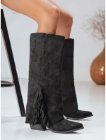 Dámské semišové boho černé boty Dstreet model 21994489 - FashionStreet Dámské semišové boho černé boty Dstreet model 21994489 - FashionStreet