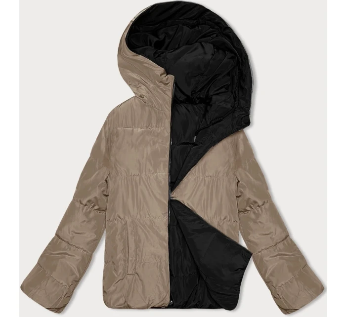 Dámska krátka obojstranná bunda S'west black and beige (B8182-1012)