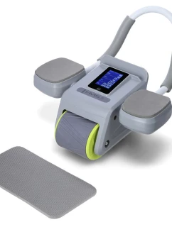 KA08 SIVÁ ABS AUTOMATICKÉ BRUŠNÉ SVALOVÉ CVIČENIE KOLESO S LCD DISPLEJOM A NABÍJANIE HMS