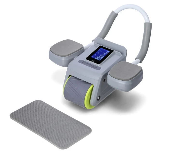 KA08 SIVÁ ABS AUTOMATICKÉ BRUŠNÉ SVALOVÉ CVIČENIE KOLESO S LCD DISPLEJOM A NABÍJANIE HMS