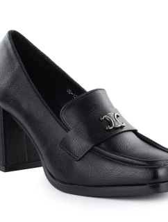 Dámské mokasíny na podpatku, polobotky černé model 21948500 - Potocki