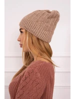 Fleecová čepice Anna model 18750159 tmavě béžová - K-Fashion Fleecová čepice Anna model 18750159 tmavě béžová - K-Fashion