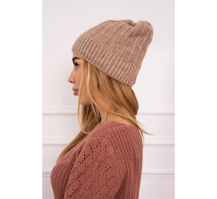 Fleecová čepice Anna model 18750159 tmavě béžová - K-Fashion Fleecová čepice Anna model 18750159 tmavě béžová - K-Fashion