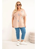 Dámská bavlněná halenka Plus Size s model 22185753 velbloudí - K-Fashion