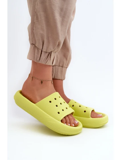 Damskie Piankowe Klapki Na Grubej Podeszwie Limonka Beula
