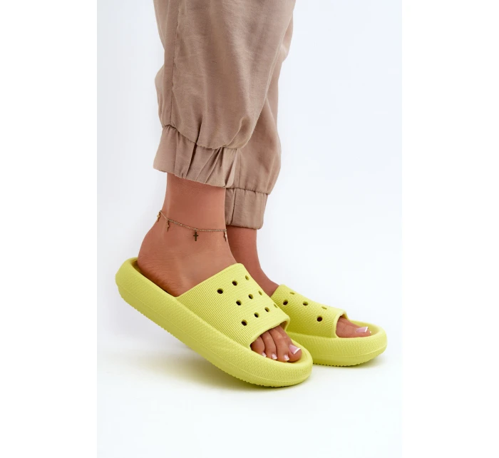 Damskie Piankowe Klapki Na Grubej Podeszwie Limonka Beula