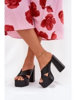 Klapki Damskie Na Platformie I Słupku Czarne Lenobos Klapki Damskie Na Platformie I Słupku Czarne Lenobos