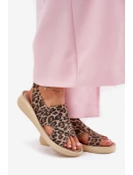 Zazoo 40392 Skórzane Sandały Damskie Panterka Brązowe Zazoo 40392 Skórzane Sandały Damskie Panterka Brązowe