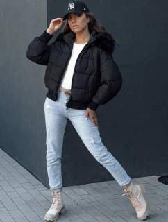 Dámska prešívaná zimná bunda s kožušinou COLDPACK black FashionStreet TY4430