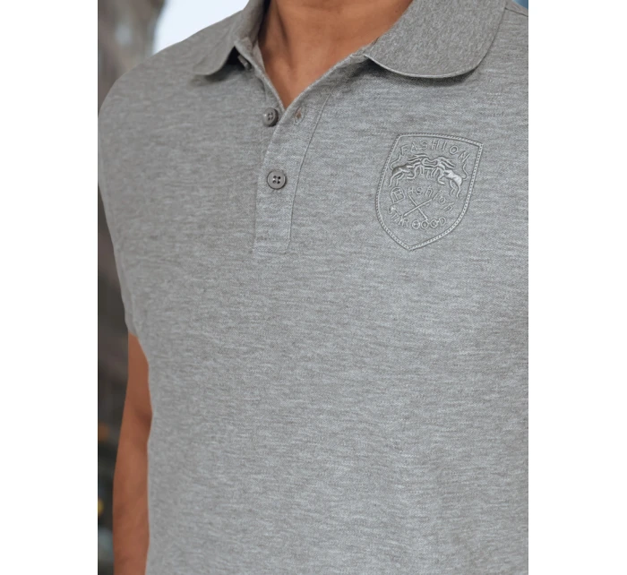 Pánska polokošeľa s nášivkou šedá FashionStreet PX0626