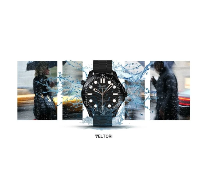 Černý silikonový řemínek + černý náramek model 21805557 - VELTORI