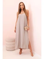 Dlouhé šaty bez ramínek fango