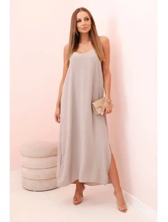 Dlouhé šaty bez ramínek fango