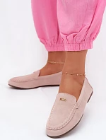 Dámske mokasíny s malým zlatým detailom Dirty pink Sarivelle