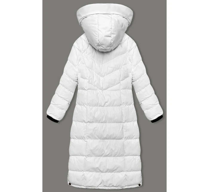 Dlhšia biela dámska zimná bunda (5M736-281)