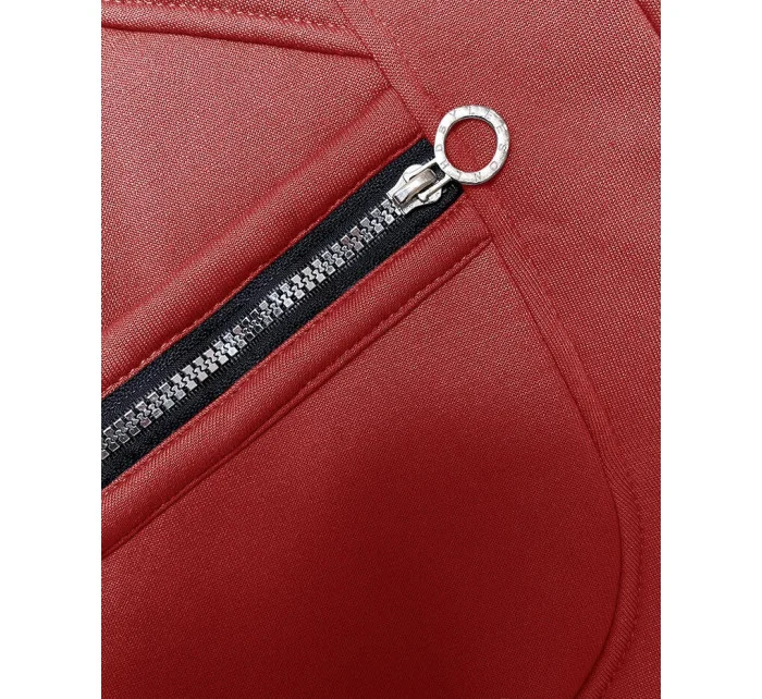 Červená dámska mikina so svetríkovou kapucňou (AMG-312A)