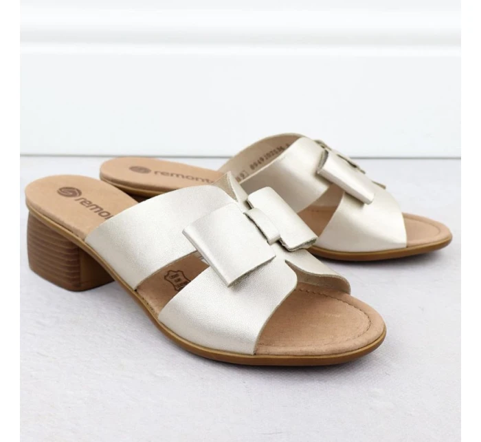 Dámske zlaté kožené žabky Remonte R8759-90 Dámske zlaté kožené žabky Remonte R8759-90