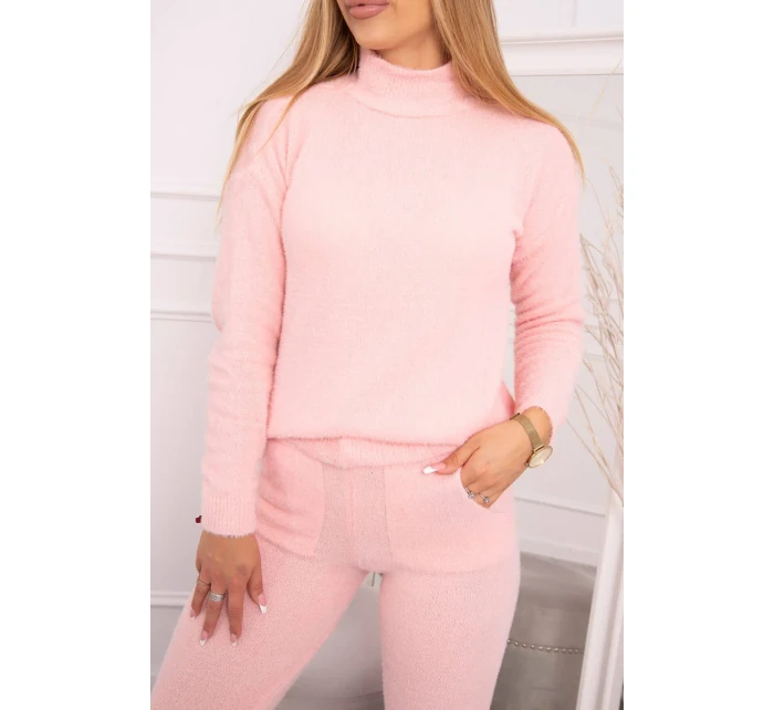 Dvojdielny sveterový set alpaka púdrovo ružový