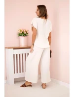 Viskózový set plisovaná blúzka + nohavice béžová Viskózový set plisovaná blúzka + nohavice béžová