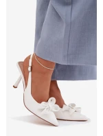 Dámské sandály na podpatku s mašlí bílé Jonera