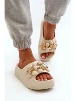 Dámské pěnové pantofle s ozdobami na silné světle béžová model 20455574 - Kesi