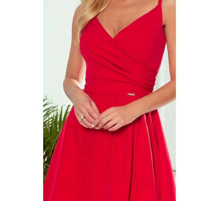 Elegantné maxi šaty bez ramienok Numoco CHIARA - červené