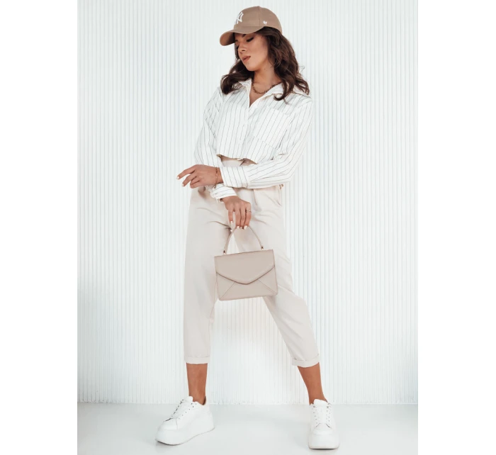 Dámske pruhované tričko GIRSA ecru FashionStreet DY0403