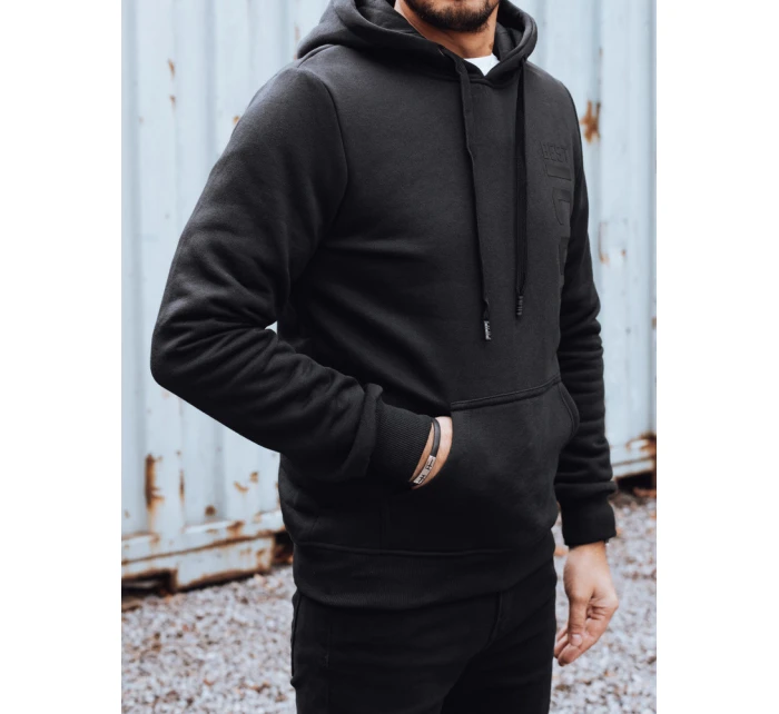 Pánska zateplená mikina s potlačou čierna FashionStreet BX5917