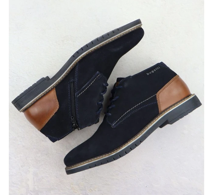 Pánské semišové kožené boty tmavě modré model 21906024 - Bugatti Pánské semišové kožené boty tmavě modré model 21906024 - Bugatti