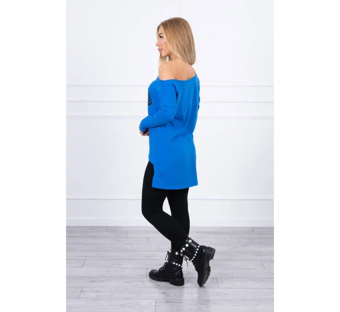 Halenka s potiskem a delšími model 18747553 chrpově modrá - K-Fashion Halenka s potiskem a delšími model 18747553 chrpově modrá - K-Fashion