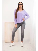 Dámsky viskózový sveter s výstrihom do V svetlo fialový Dámsky viskózový sveter s výstrihom do V svetlo fialový