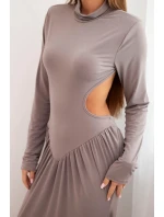 Dámská dlouhá šaty z viskózy s rolákem a odhalenými zády fango