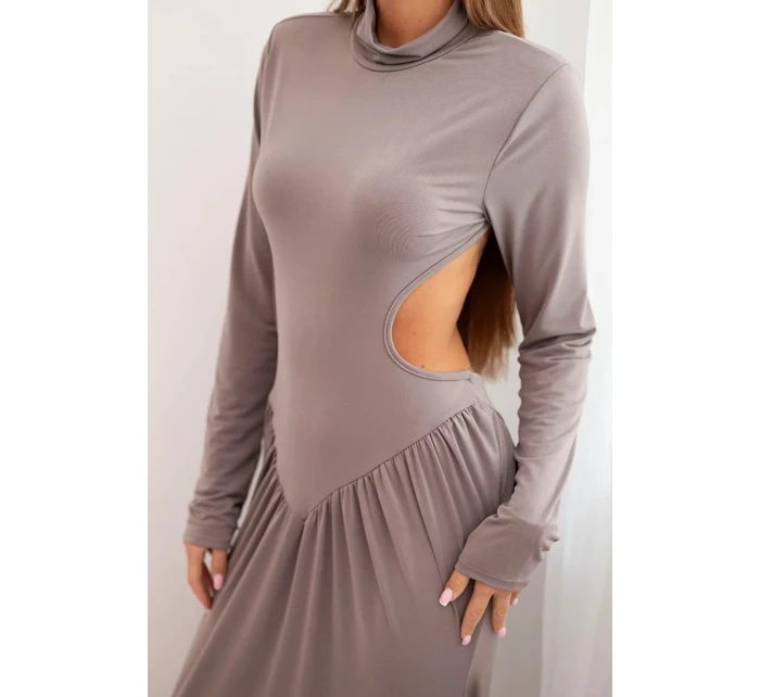 Dámská dlouhá šaty z viskózy s rolákem a odhalenými zády fango