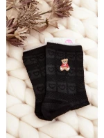 Damskie Skarpety Wzorzyste Z Misiem Czarne