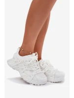 Sneakersy Damskie Z Podwójnym Sznurowaniem Białe Onivetta