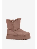 Damskie Śniegowce Na Platformie Z Futerkiem Ciemnobeżowe Evelira Damskie Śniegowce Na Platformie Z Futerkiem Ciemnobeżowe Evelira