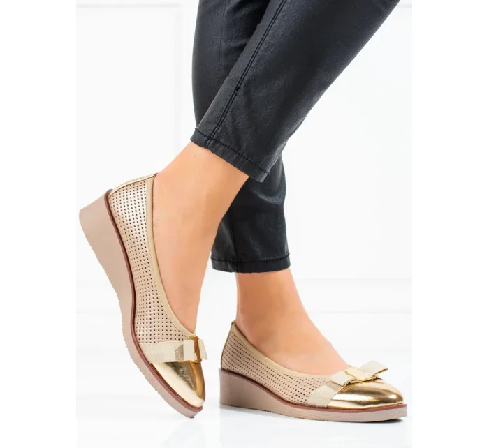 Originální dámské zlaté lodičky na klínku Originální dámské zlaté lodičky na klínku