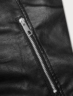 Čierna dámska bunda ramoneska s golierom (11Z8097)