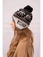 Rosa dámská čepice s bambulí model 18752417 - K-Fashion Rosa dámská čepice s bambulí model 18752417 - K-Fashion